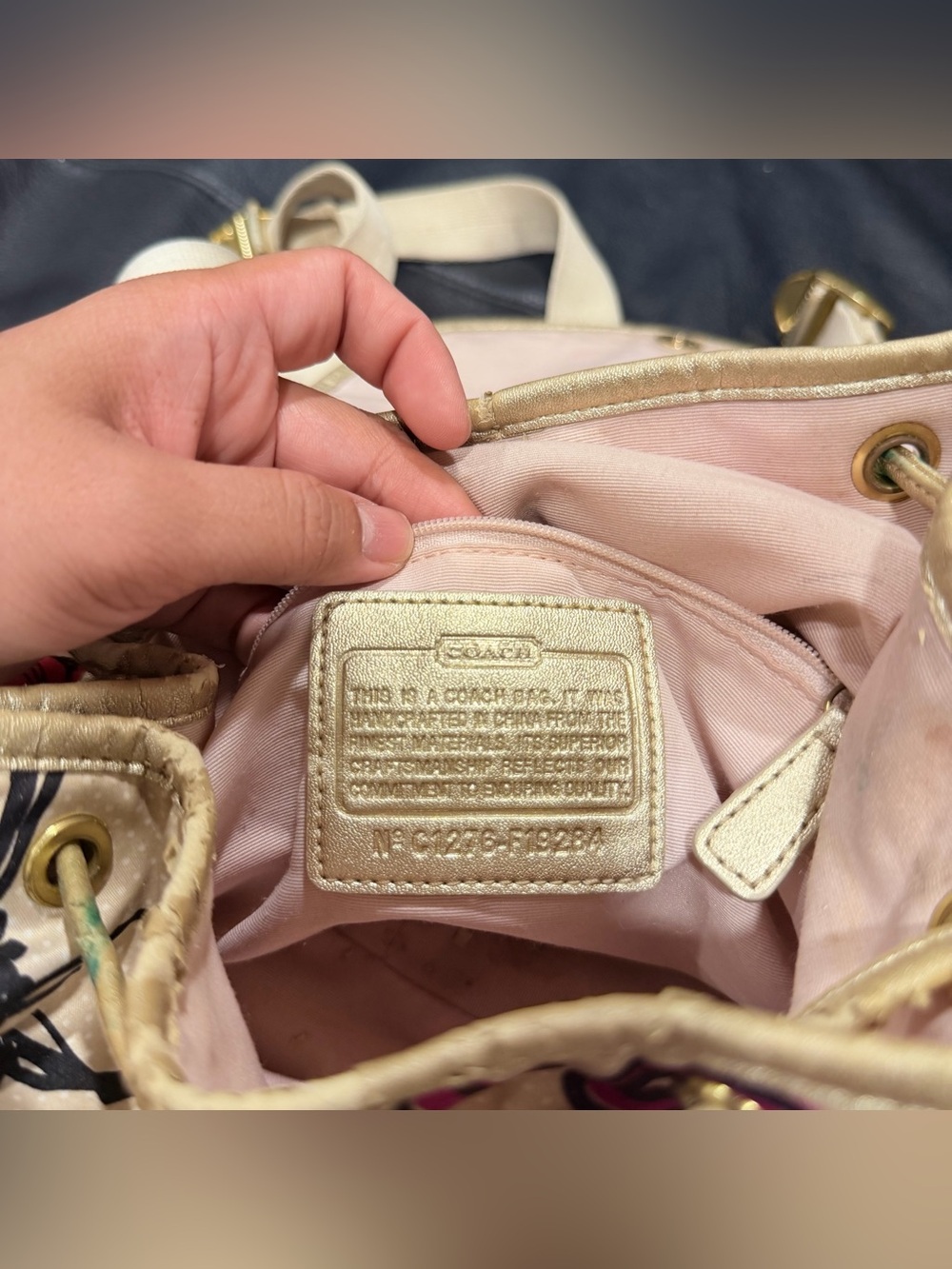 Coach Kyra Poppy Floral Graffiti Medium Drawstring Backpack - SEE FULL DETAILS - Picture 5 of 12